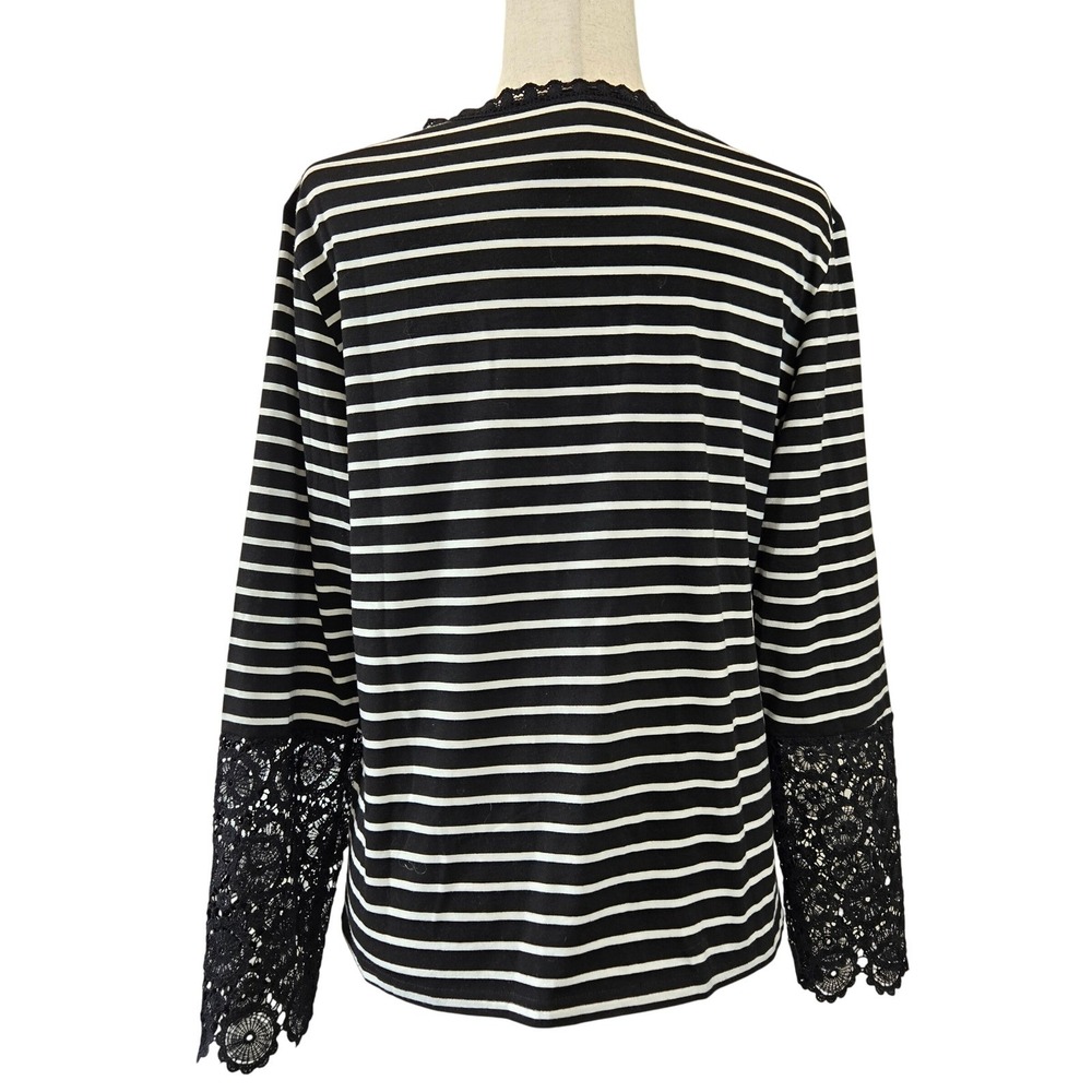 Long Sleeve Shirt with Lace Trim Medallion Buttons Casual Whimsygoth Shabby Chic - Picture 3 of 9